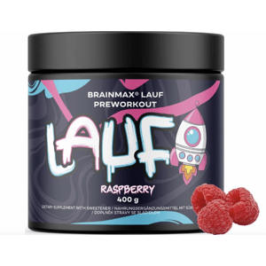 BrainMax Lauf Preworkout STIM, Předtréninkovka pro podporu výkonu s kofeinem, 400 g Příchuť: Malina