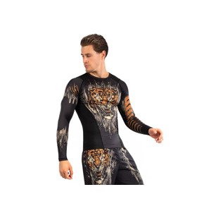 Venum Tiger Men's Long Sleeve Rashguard - Black/Neon Orange Velikost: XL