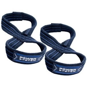 Power System silový popruh LIFTING STRAPS FIGURE 8 - černá+modrá L/XL