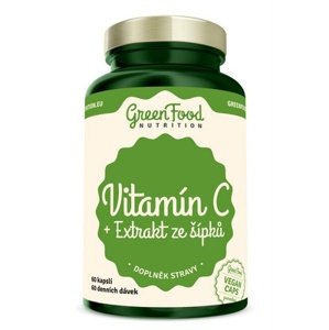 GreenFood Vitamín C + Extrakt ze šípků 500 mg 60 kapslí
