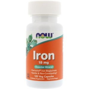 Now Foods Iron Ferrochel (železo chelát) 18 mg 120 kapslí