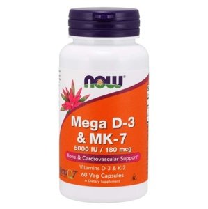 Now Foods Mega Vitamin D3 + K2 (MK-7) 60 kapslí