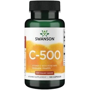 Swanson Vitamin C 500 mg with Rose Hips 100 kapslí