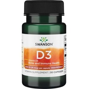 Swanson Vitamín D3 1000 IU 250 kapslí