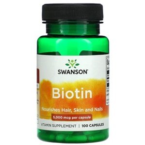 Swanson Biotin 5000 mcg 100 kapslí