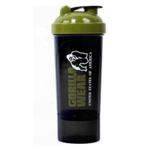 Gorilla Wear Shaker Compact 400+100 ml - Černá/Army zelená
