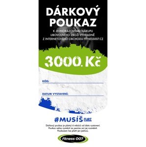 Elektronický dárkový poukaz Fitness007 3000 Kč pro kluka