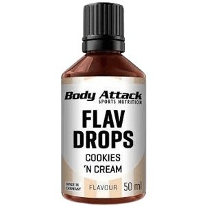 Body Attack Flav Drops 50 ml - Cookies & Cream PROŠLÉ DMT 30.4.2025
