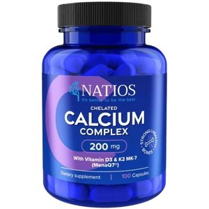 NATIOS Chelated Calcium Complex Vápník s vitamíny D3 a K2 MK-7 200 mg 100 kapslí