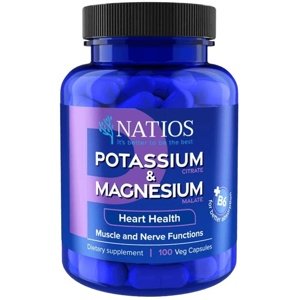 NATIOS Potassium & Magnesium Draslík citrát a hořčík malát 100 veganských kapslí