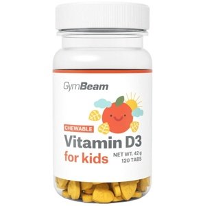 GymBeam Vitamín D3 tablety na cucání pro děti 400 IU 120 tablet - pomeranč