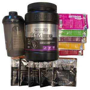 Prom-in Protein Prom-In CFM Pure Performance 1000 g + šejkr + vzorky CFM a Nitrox pump Mléko s medem a skořicí