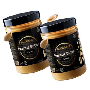 1 + 1 NutriMax Arašídové máslo Křupavé 1000 g + Arašídové máslo Jemné 1000 g